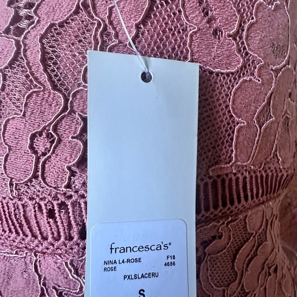 NWT Francesca’s Mi Ami lace ruffle-hem mini dress – mauve, long sleeve, sz S - Picture 7 of 11